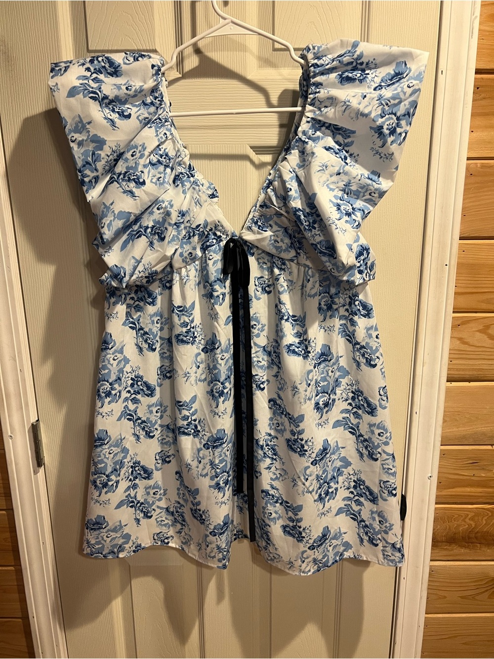 Amazon White Floral Sundress with Blue Print